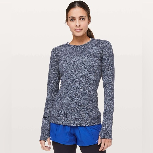 Lululemon Cypress Kiss Long Sleeve Shirt Top in Fusion Black Violeta Size 12 - Picture 1 of 1